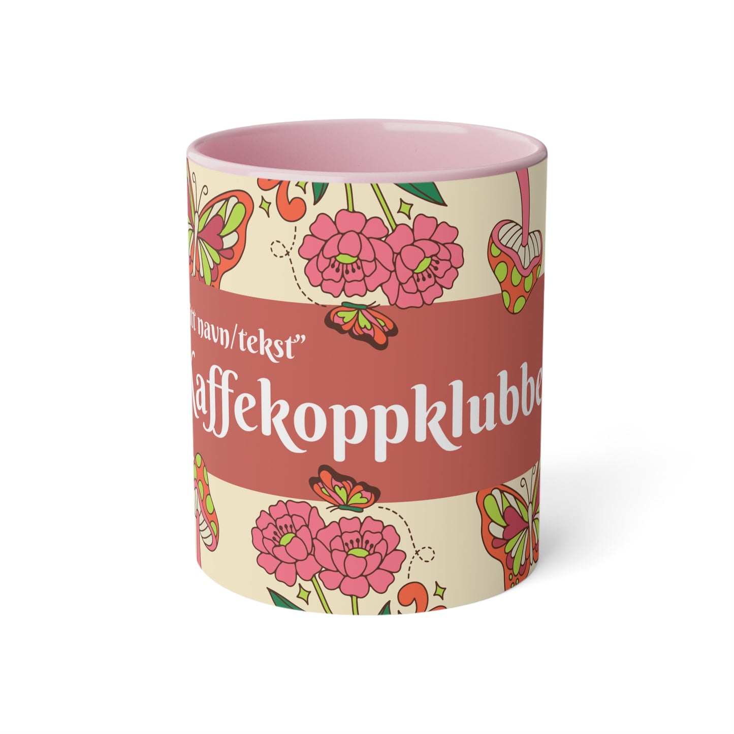 Sommerfugl - Kaffekoppklubben med ditt navn/tekst