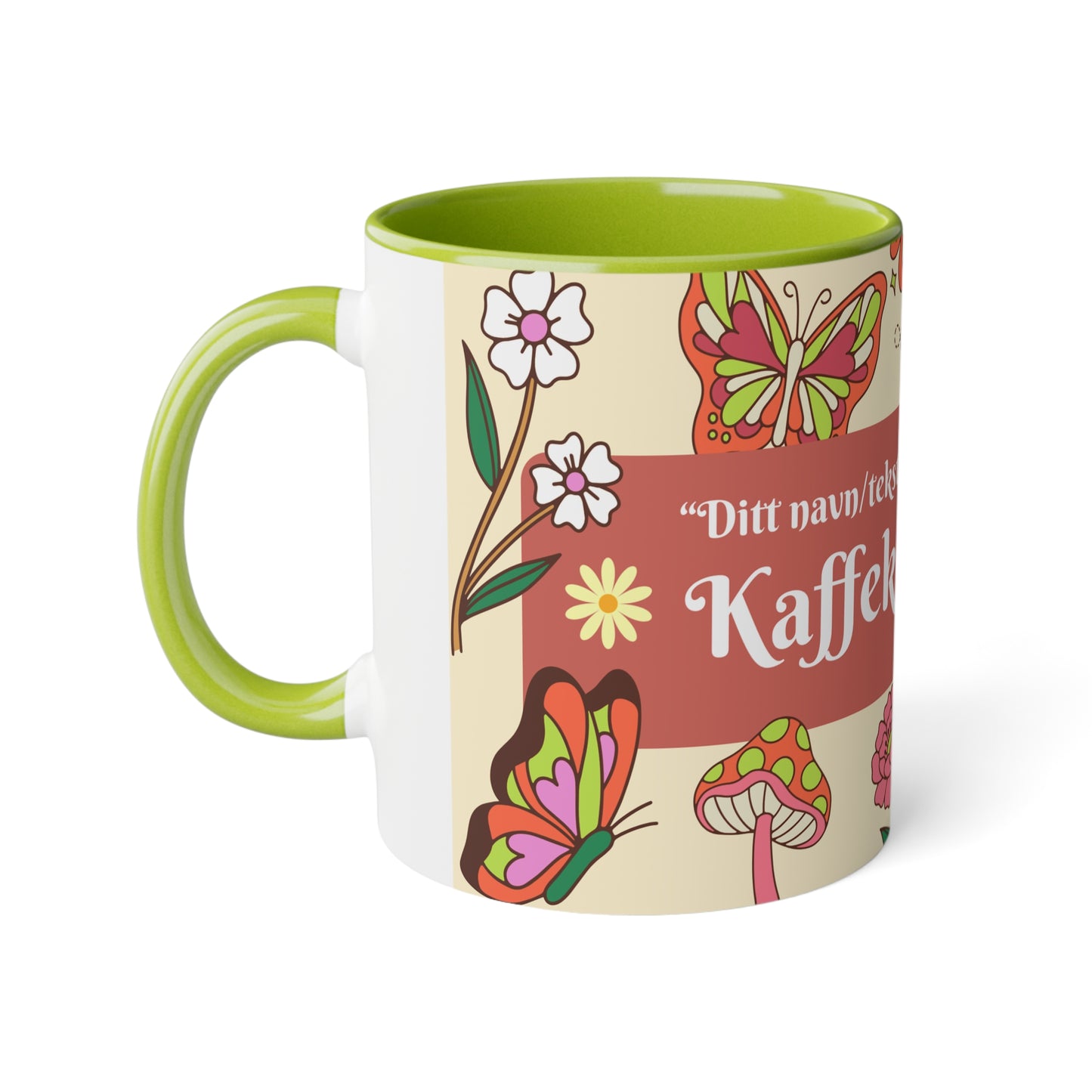 Sommerfugl - Kaffekoppklubben med ditt navn/tekst