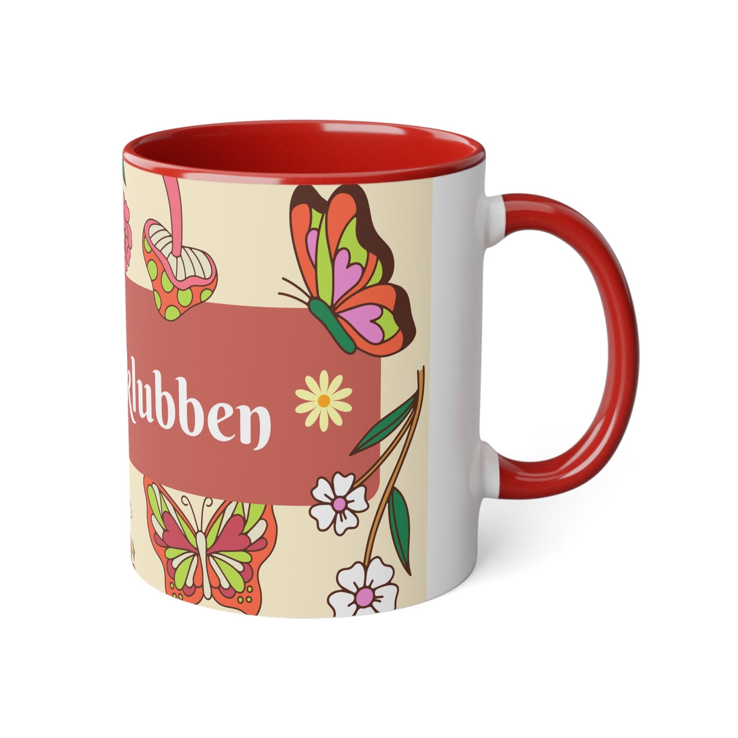 Sommerfugl - Kaffekoppklubben med ditt navn/tekst