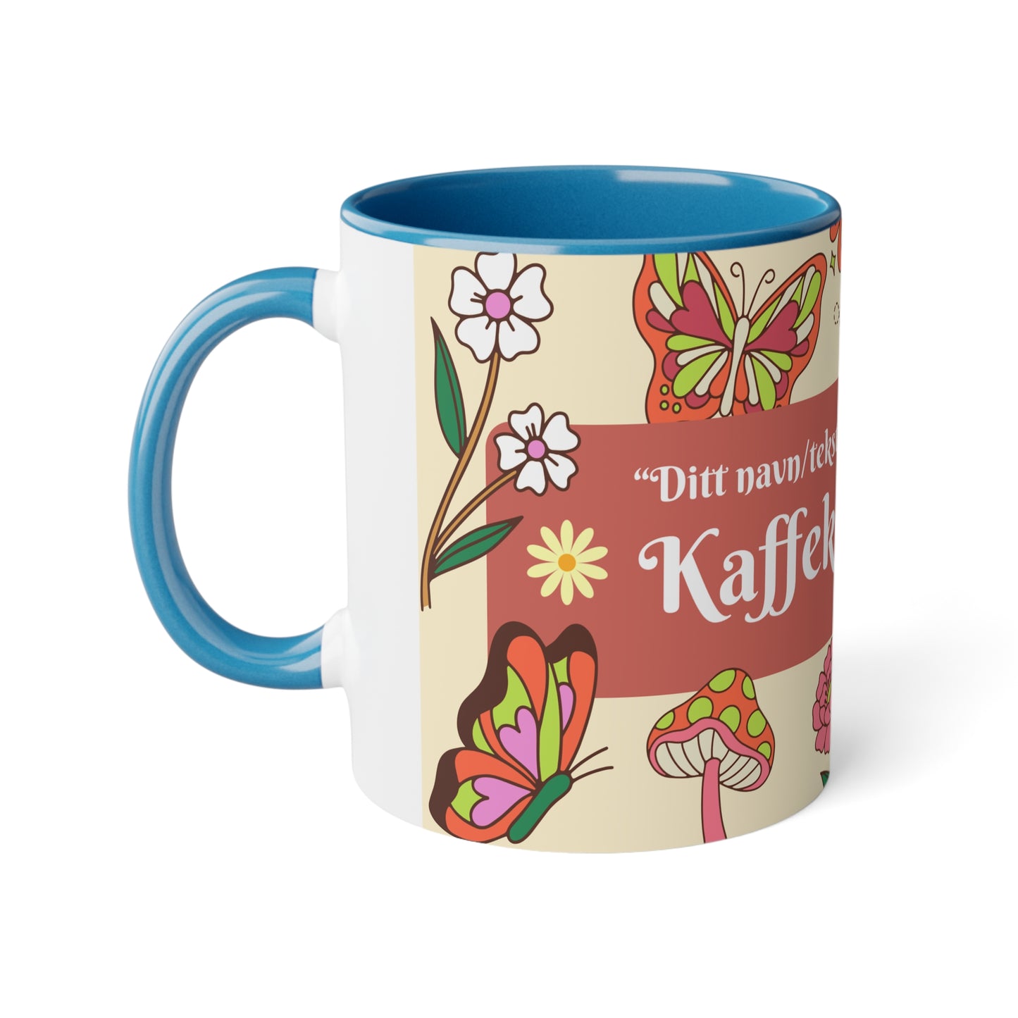 Sommerfugl - Kaffekoppklubben med ditt navn/tekst