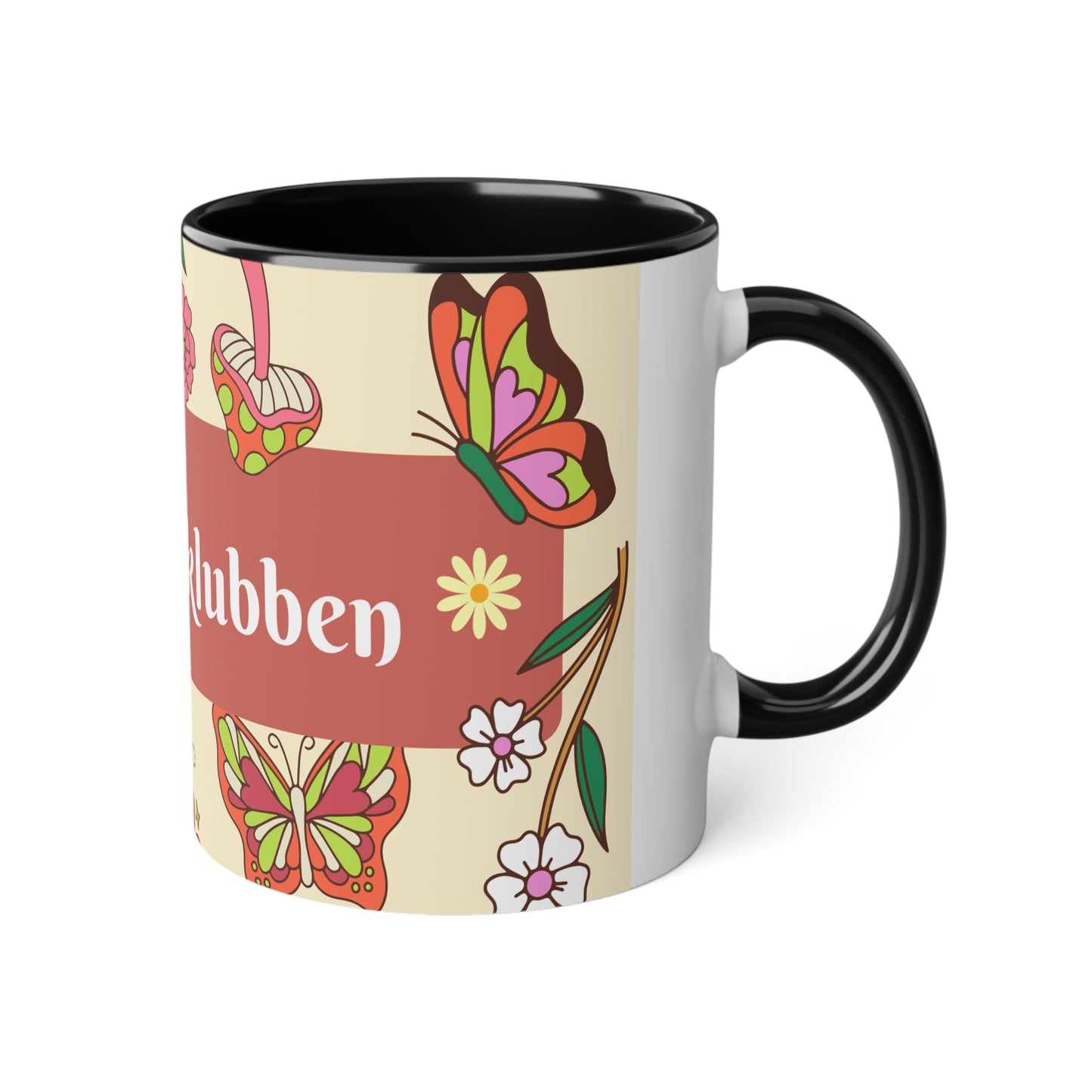 Sommerfugl - Kaffekoppklubben med ditt navn/tekst
