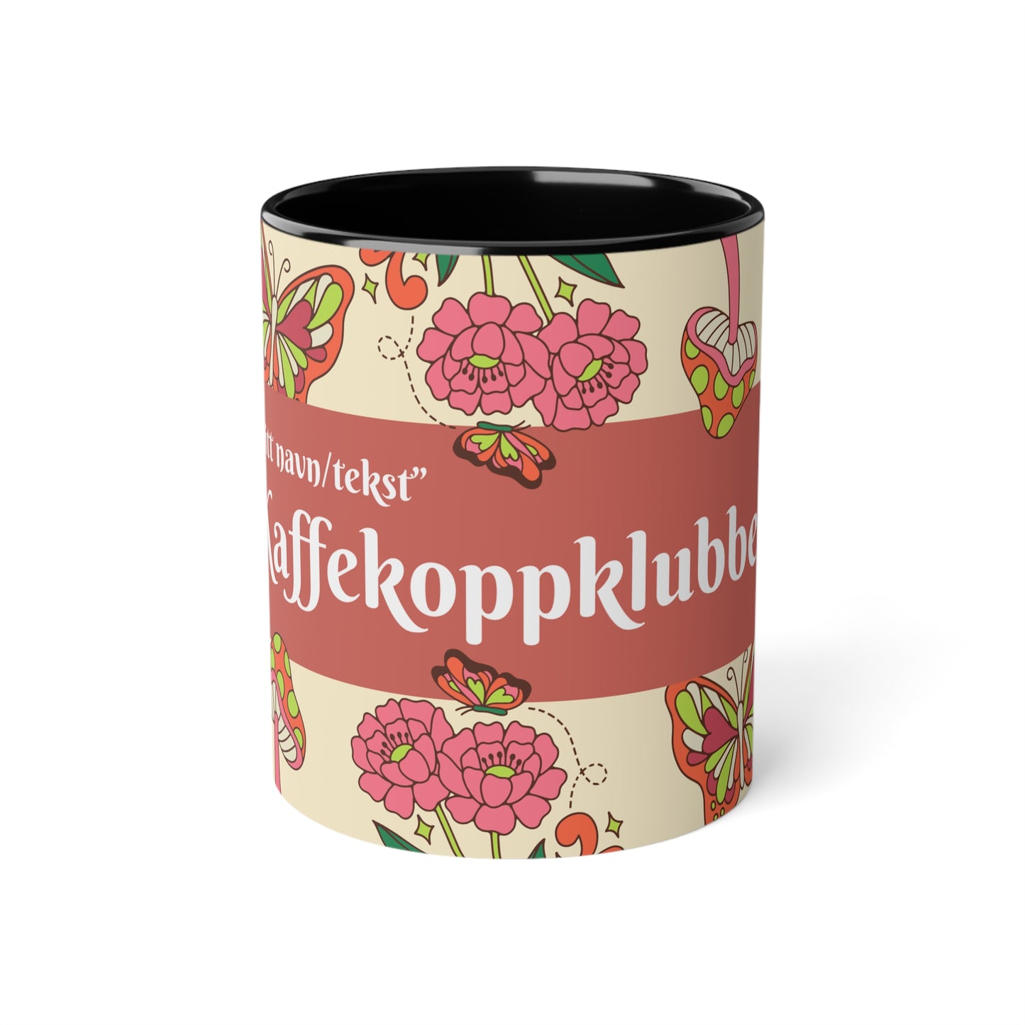 Sommerfugl - Kaffekoppklubben med ditt navn/tekst