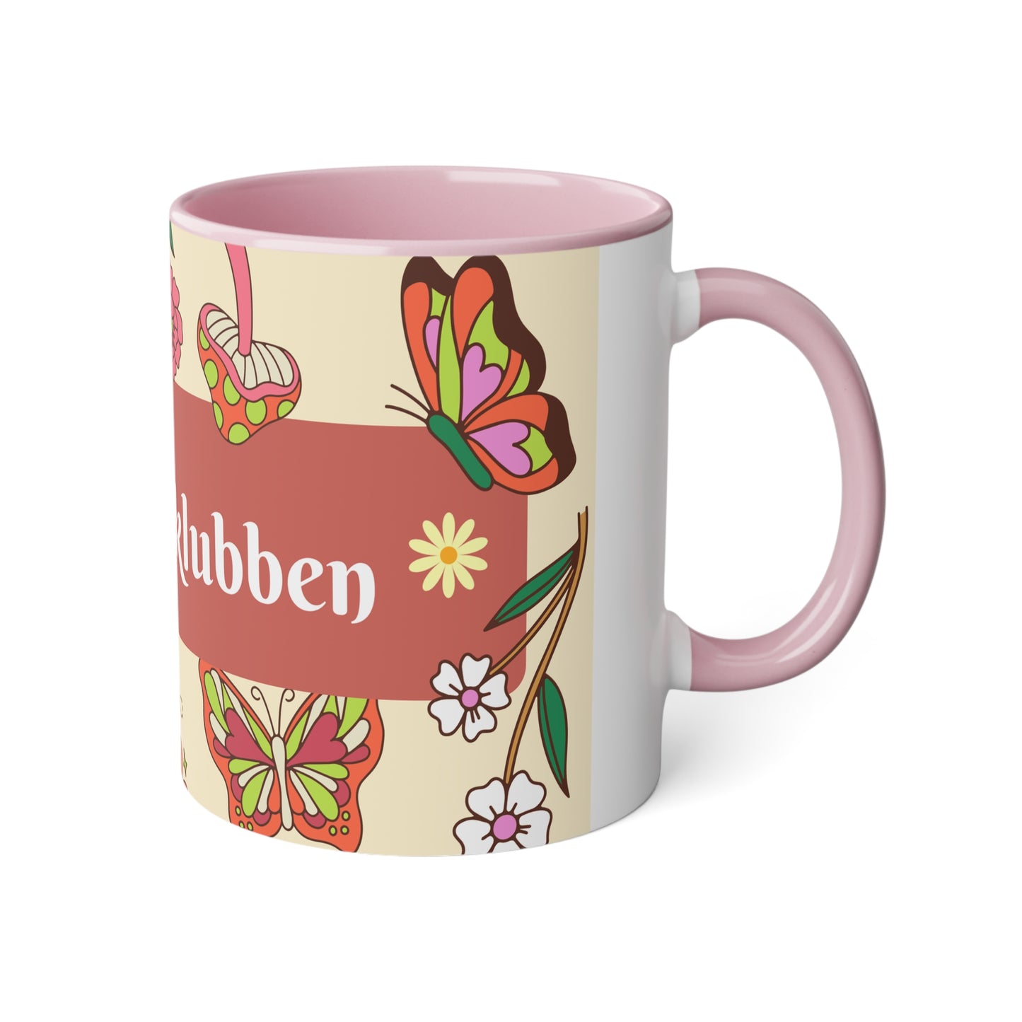 Sommerfugl - Kaffekoppklubben med ditt navn/tekst