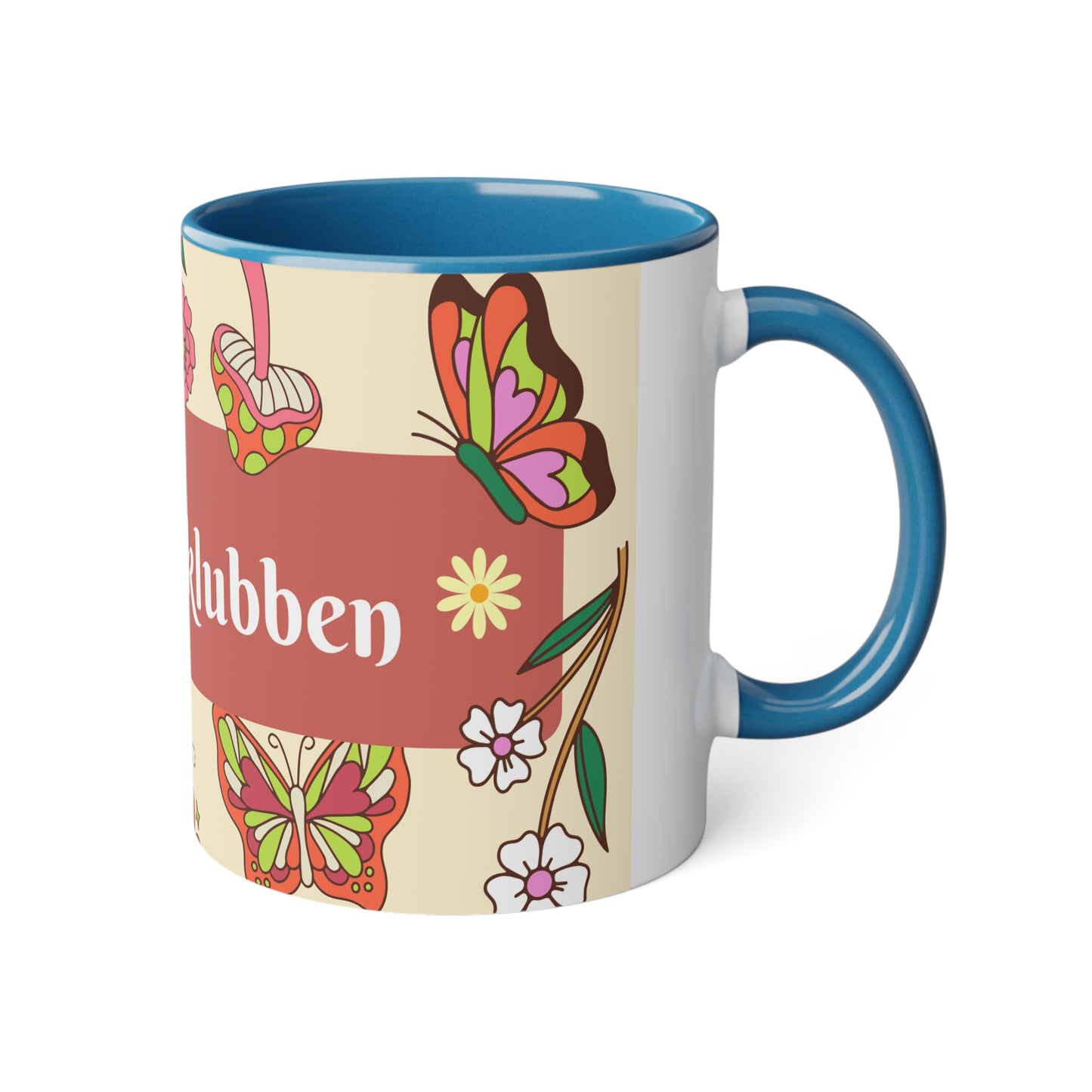 Sommerfugl - Kaffekoppklubben med ditt navn/tekst