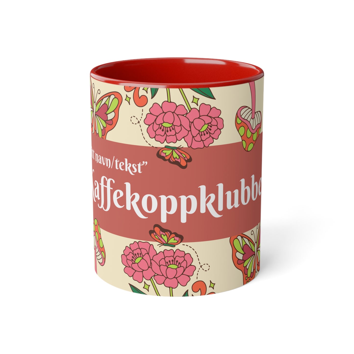 Sommerfugl - Kaffekoppklubben med ditt navn/tekst