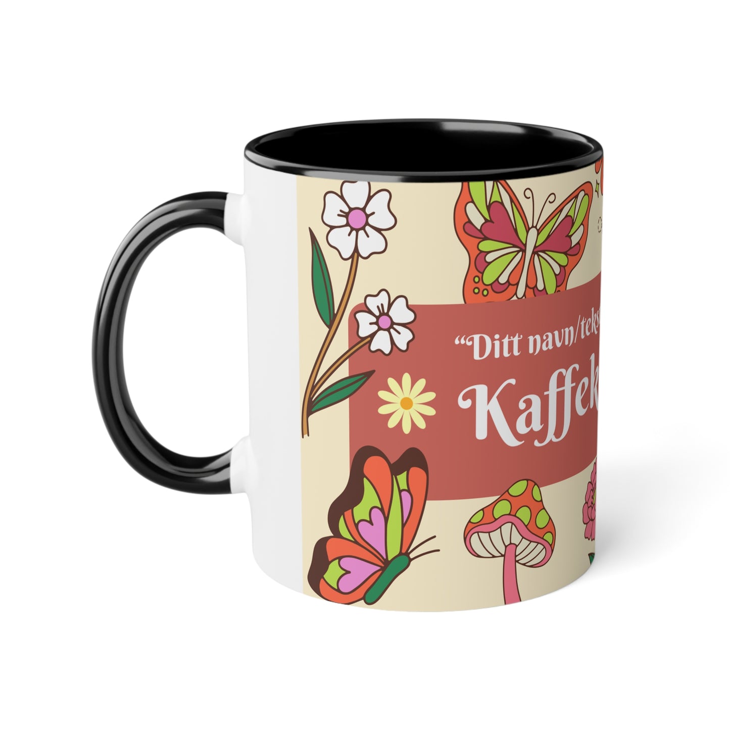 Sommerfugl - Kaffekoppklubben med ditt navn/tekst