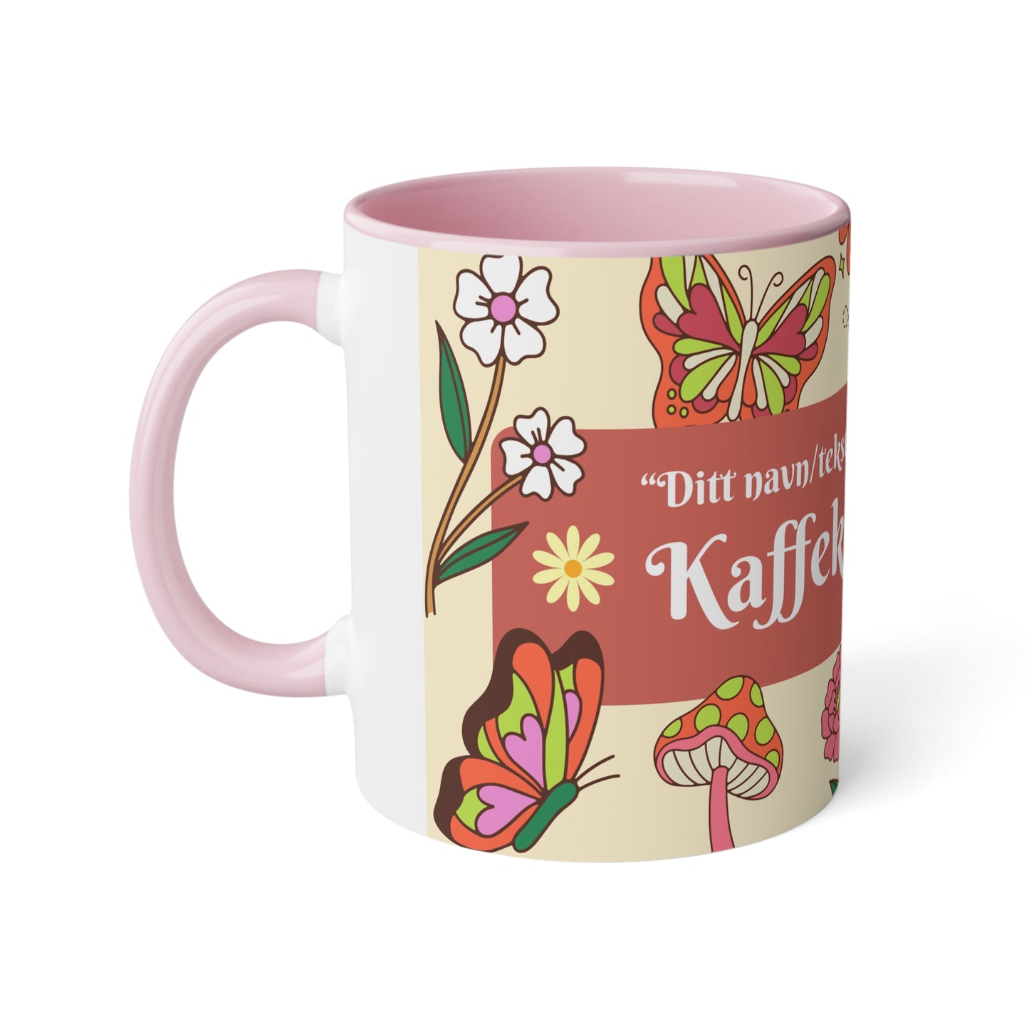 Sommerfugl - Kaffekoppklubben med ditt navn/tekst