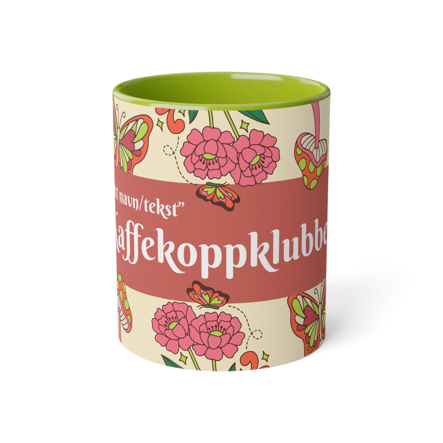 Sommerfugl - Kaffekoppklubben med ditt navn/tekst