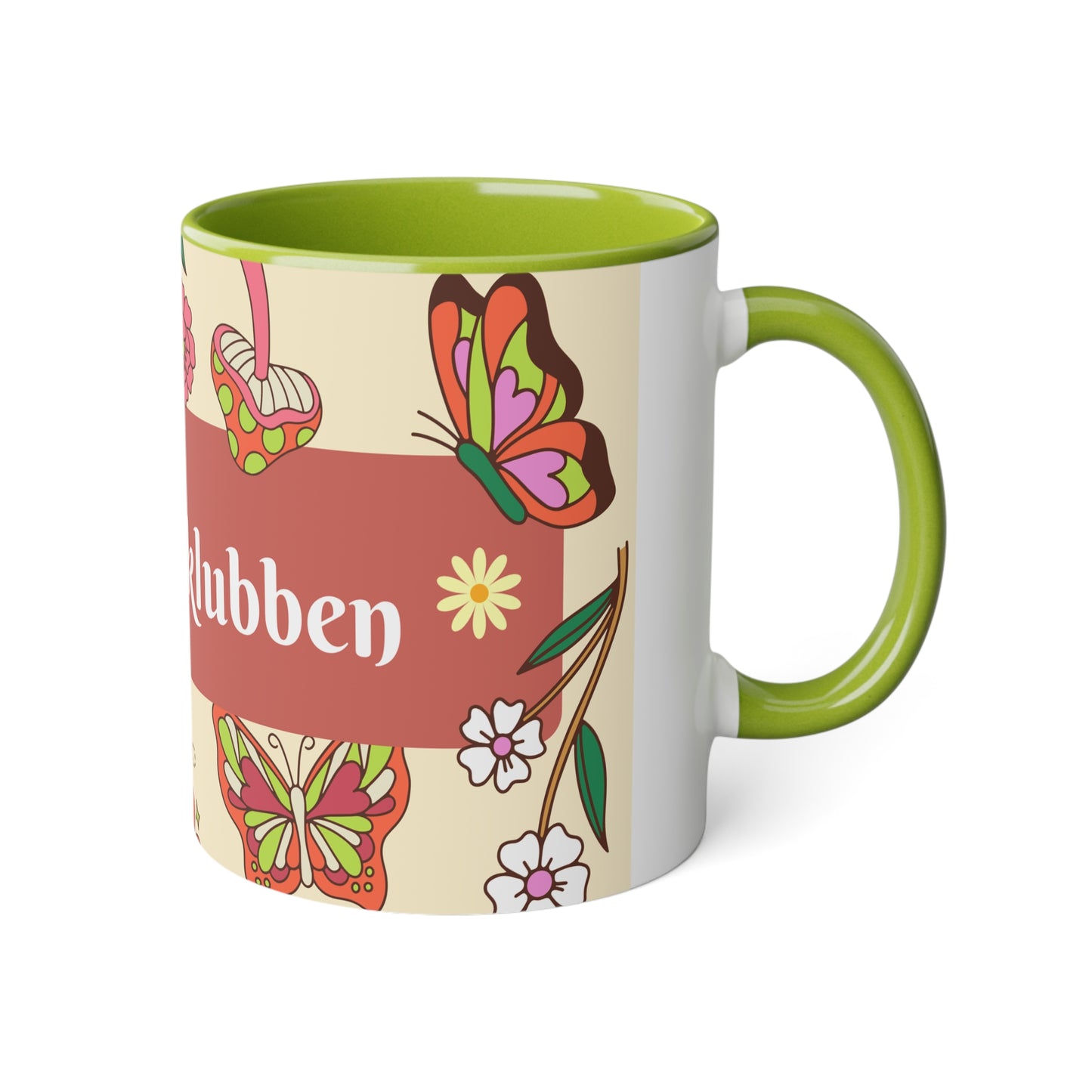 Sommerfugl - Kaffekoppklubben med ditt navn/tekst