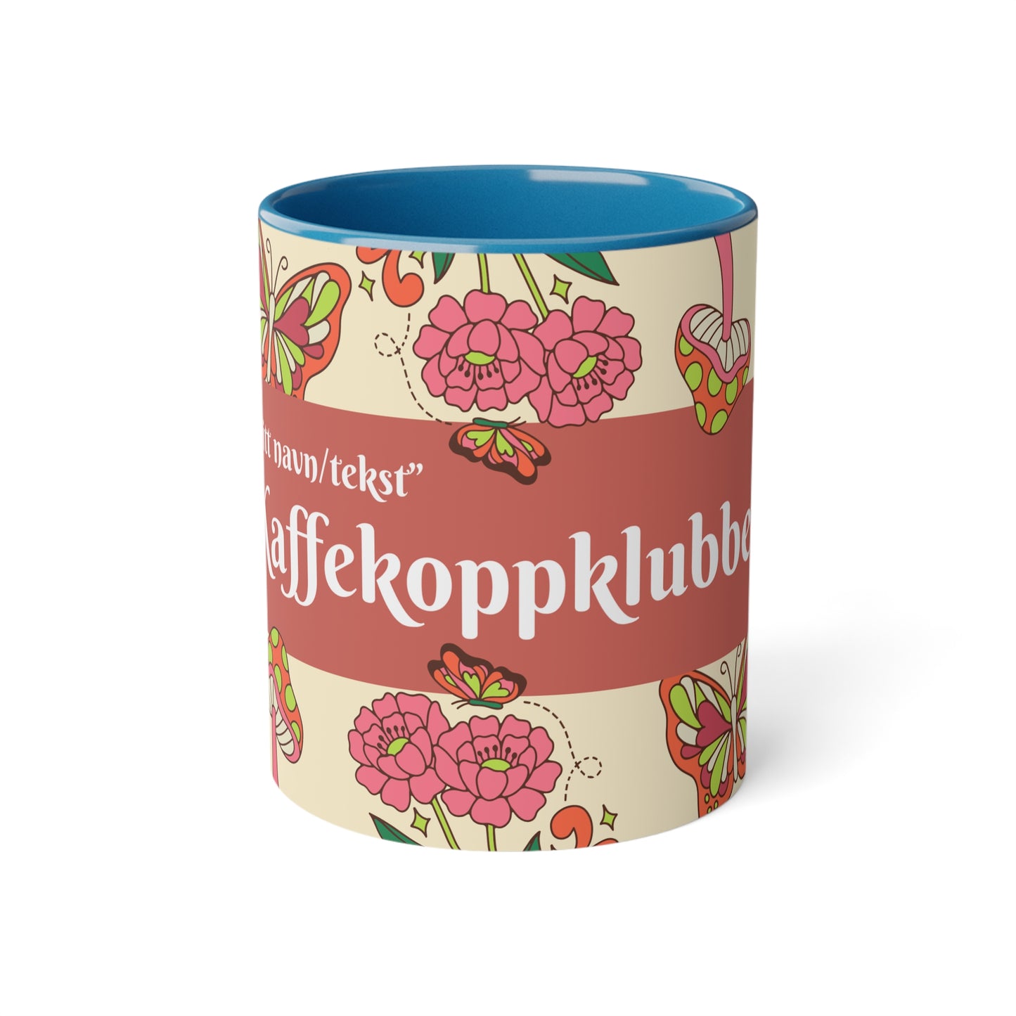 Sommerfugl - Kaffekoppklubben med ditt navn/tekst